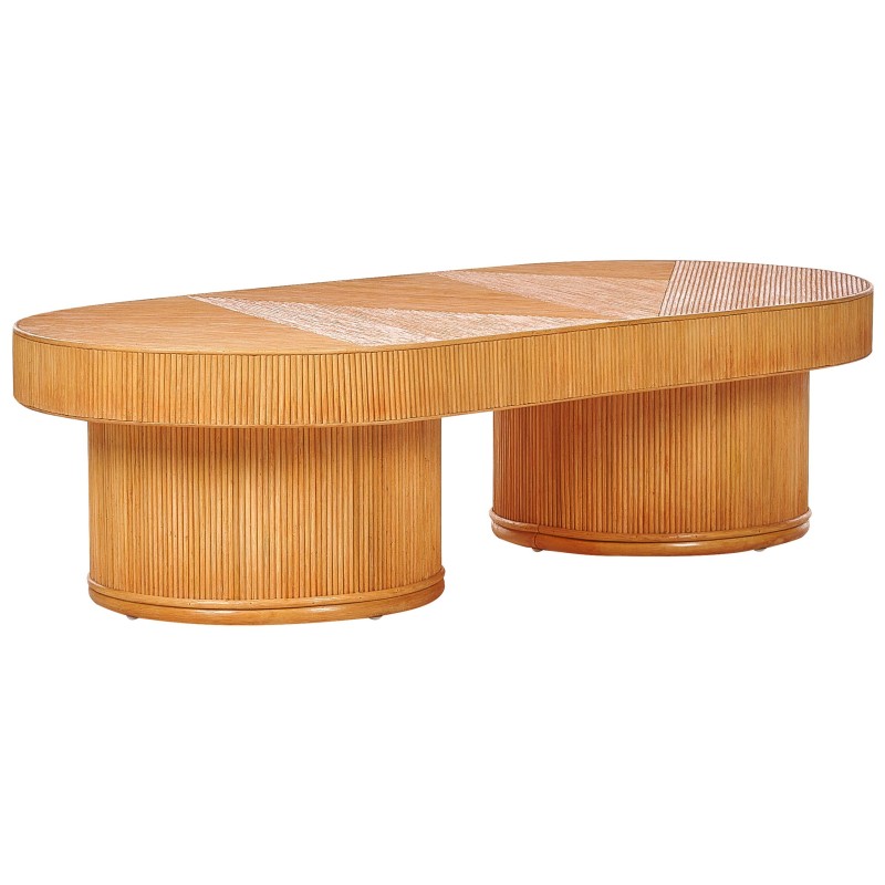 Stolik ogrodowy rattanowy 150 x 70 cm jasne drewno AIROLE Stolik ogrodowy rattanowy 150 x 70 cm jasne drewno AIROLE