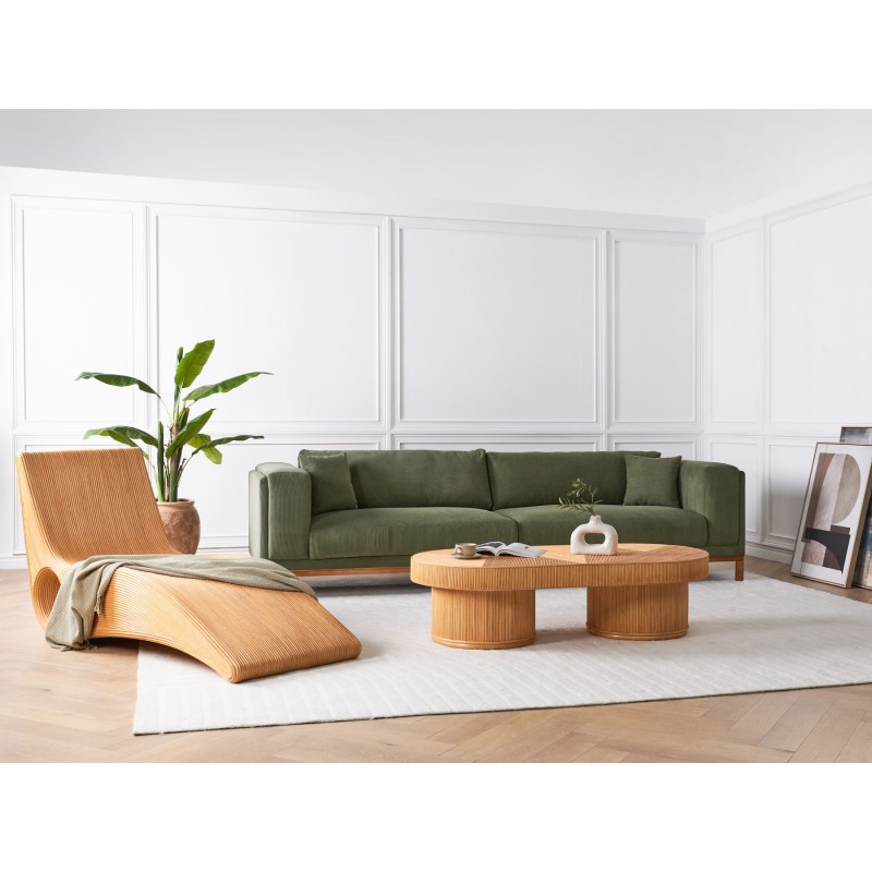 Stolik ogrodowy rattanowy 150 x 70 cm jasne drewno AIROLE Stolik ogrodowy rattanowy 150 x 70 cm jasne drewno AIROLE