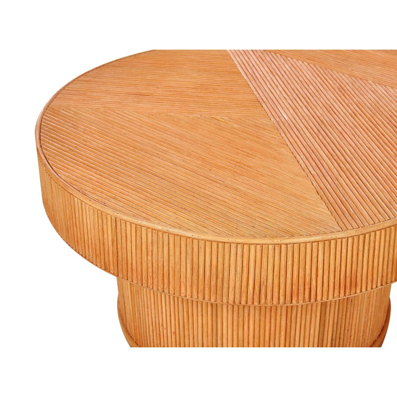 Stolik ogrodowy rattanowy 150 x 70 cm jasne drewno AIROLE Stolik ogrodowy rattanowy 150 x 70 cm jasne drewno AIROLE