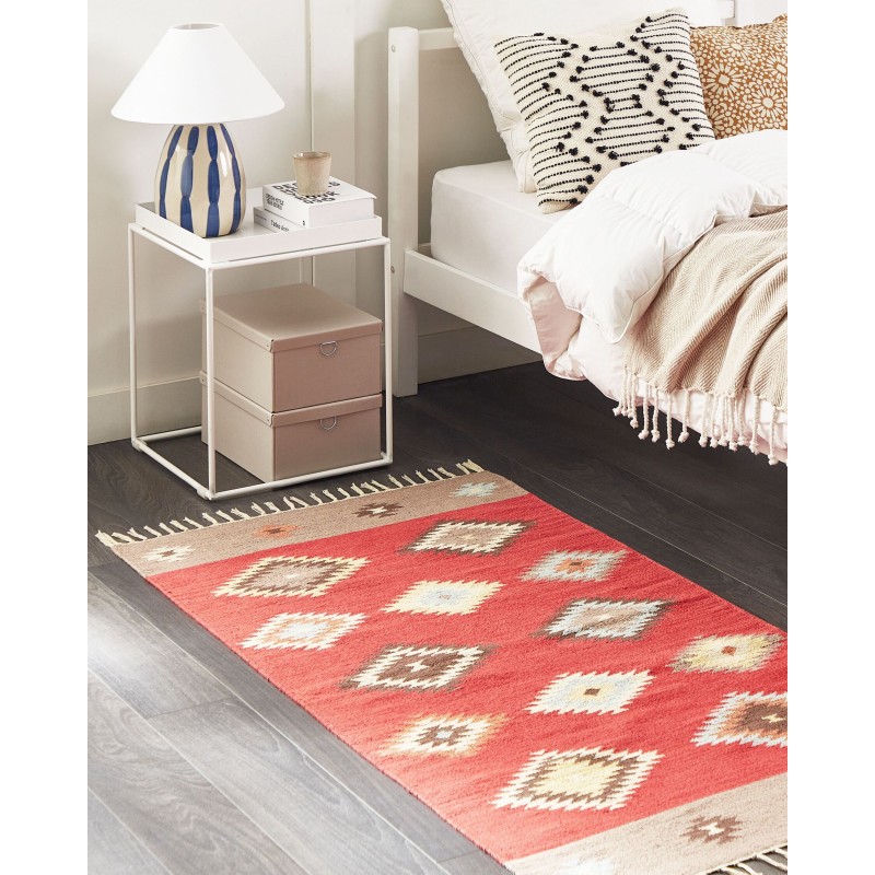 Dywan bawełniany kilim 80 x 150 cm wielokolorowy LORUT Dywan bawełniany kilim 80 x 150 cm wielokolorowy LORUT