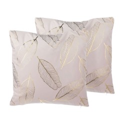 Zestaw 2 poduszek dekoracyjnych FREESIA Welur 45 x 45 cm Różowy Wzór roślinny