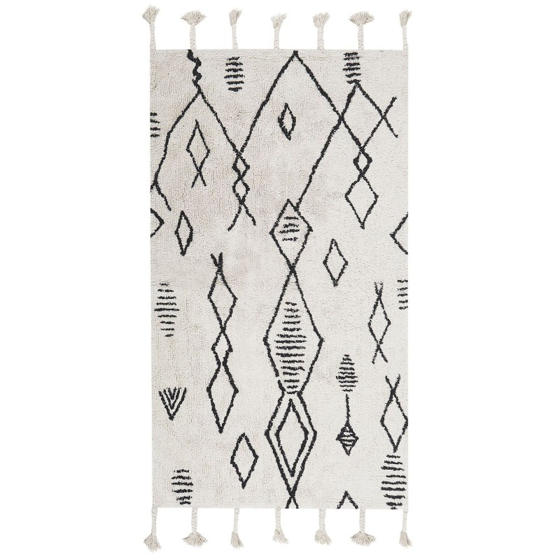 Dywan bawełniany 80 x 150 cm biało-czarny KEBIR Dywan bawełniany 80 x 150 cm biało-czarny KEBIR