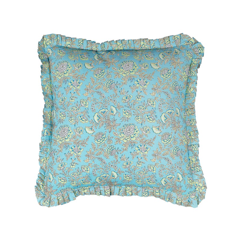 Zestaw 2 poduszek dekoracyjnych AMOENA Bawełna 45 x 45 cm Niebieski Wzór kwiatowy Zestaw 2 poduszek dekoracyjnych AMOENA Bawełna 45 x 45 cm Niebieski Wzór kwiatowy