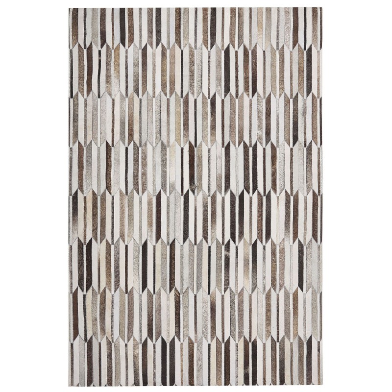 Dywan patchworkowy skórzany 140 x 200 cm brązowo-beżowy KULALAR Dywan patchworkowy skórzany 140 x 200 cm brązowo-beżowy KULALAR