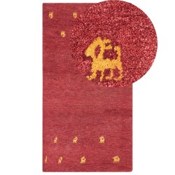Dywan wełniany gabbeh 80 x 150 cm czerwony YARALI Dywan wełniany gabbeh 80 x 150 cm czerwony YARALI