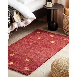 Dywan wełniany gabbeh 80 x 150 cm czerwony YARALI Dywan wełniany gabbeh 80 x 150 cm czerwony YARALI
