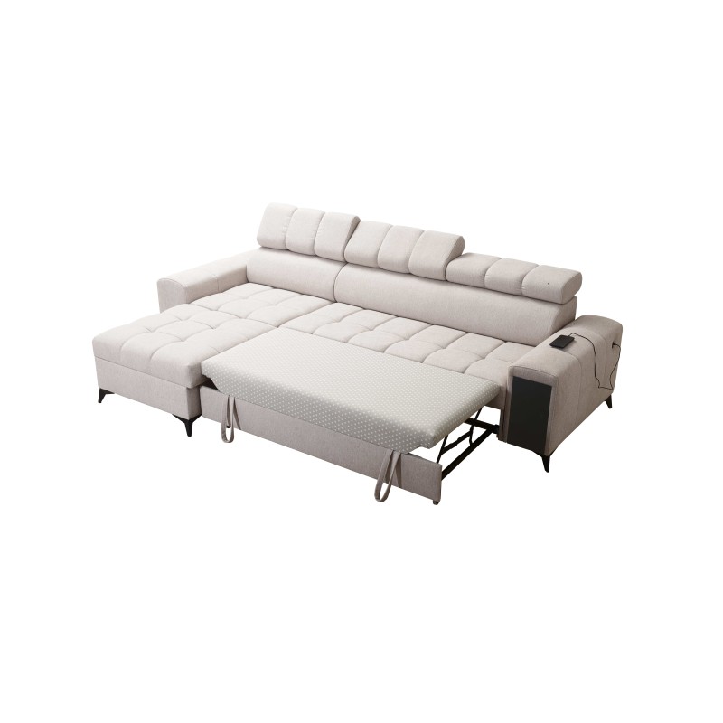 Sofá esquinero Venna I mini con función de cama y puerto USB en tela Plusz, Avra 14. Sofá esquinero Venna I mini con función de cama y puerto USB en tela Plusz, Avra 14.