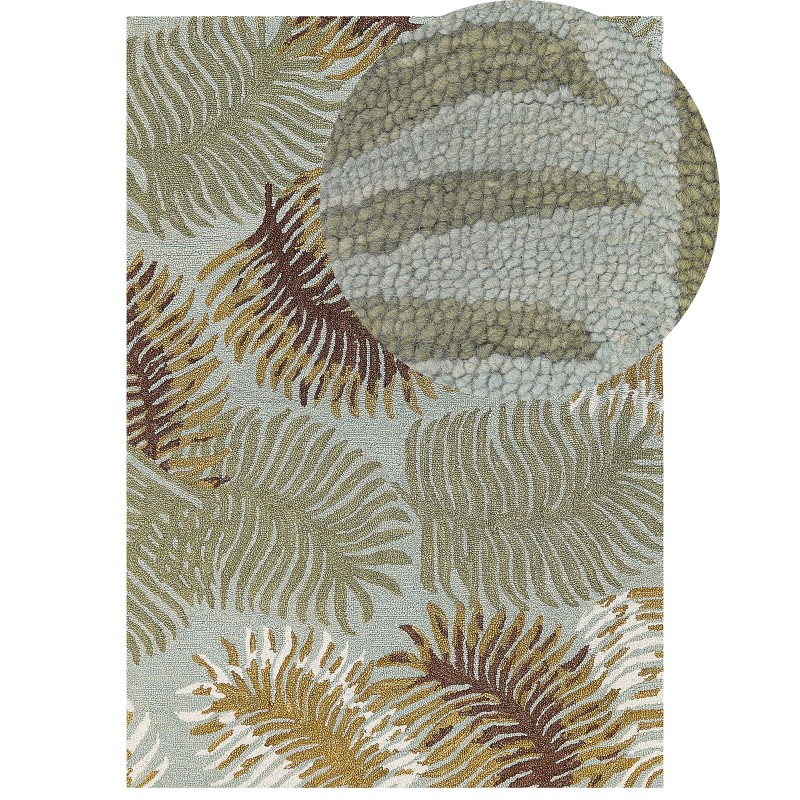 Dywan wełniany z motywem roślinnym 160 x 230 cm VIZE Dywan wełniany z motywem roślinnym 160 x 230 cm VIZE