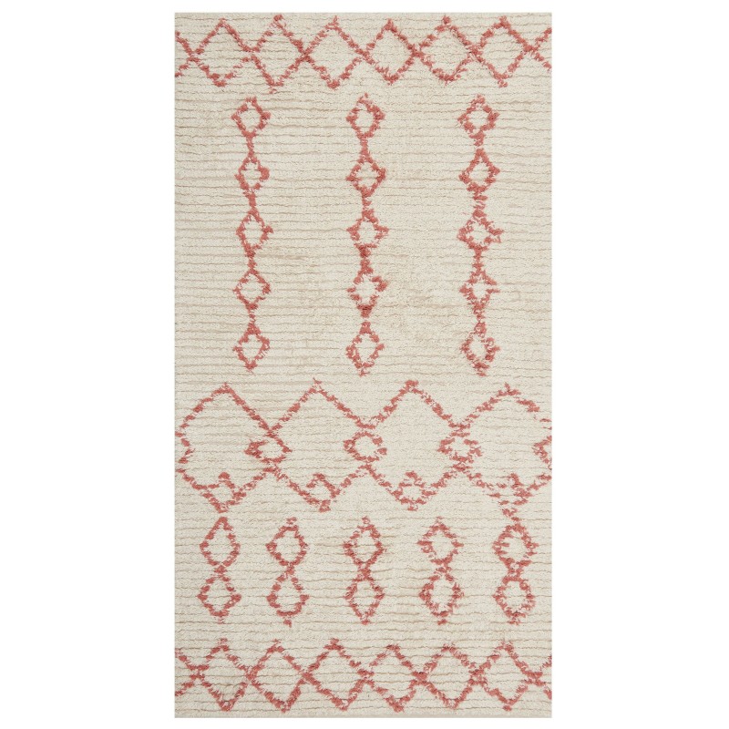 Dywan bawełniany 80 x 150 cm beżowo-różowy BUXAR Dywan bawełniany 80 x 150 cm beżowo-różowy BUXAR