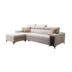 Ecksofa Venna I Mini mit Schlaffunktion und USB-Anschluss in Plüschstoff, Avra 12 Ecksofa Venna I Mini mit Schlaffunktion und USB-Anschluss in Plüschstoff, Avra 12