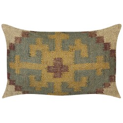 Zestaw 2 poduszek dekoracyjnych SARON Juta 30 x 50 cm Zielony Wzór orientalny Zestaw 2 poduszek dekoracyjnych SARON Juta 30 x 50 cm Zielony Wzór orientalny