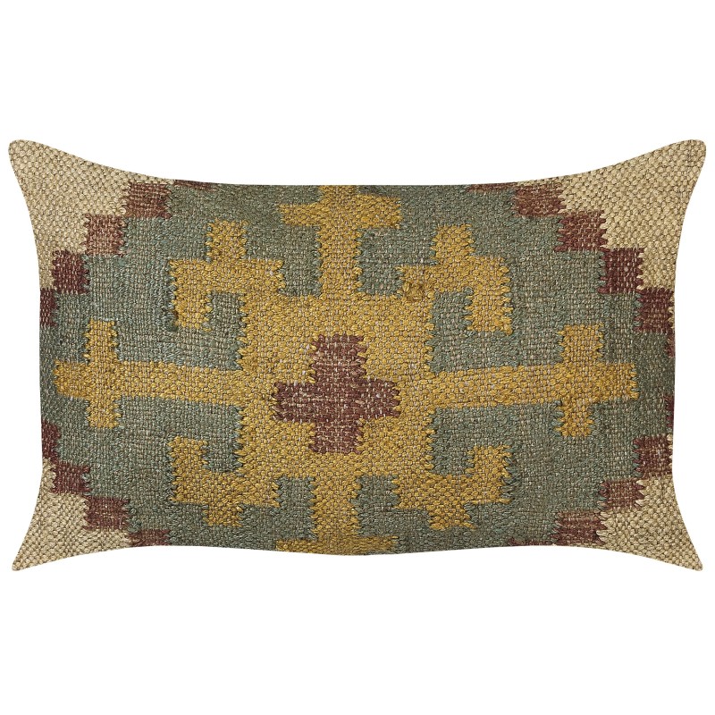Zestaw 2 poduszek dekoracyjnych SARON Juta 30 x 50 cm Zielony Wzór orientalny Zestaw 2 poduszek dekoracyjnych SARON Juta 30 x 50 cm Zielony Wzór orientalny