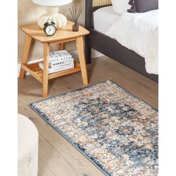 Dywan 80 x 150 cm beżowy z niebieskim DVIN Dywan 80 x 150 cm beżowy z niebieskim DVIN