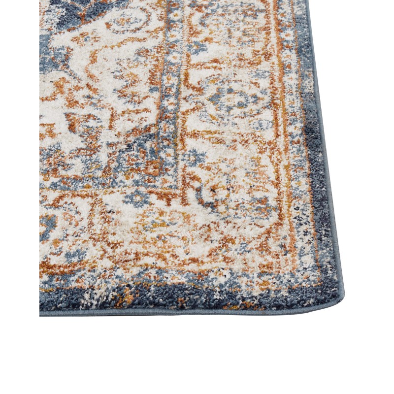Dywan 80 x 150 cm beżowy z niebieskim DVIN Dywan 80 x 150 cm beżowy z niebieskim DVIN