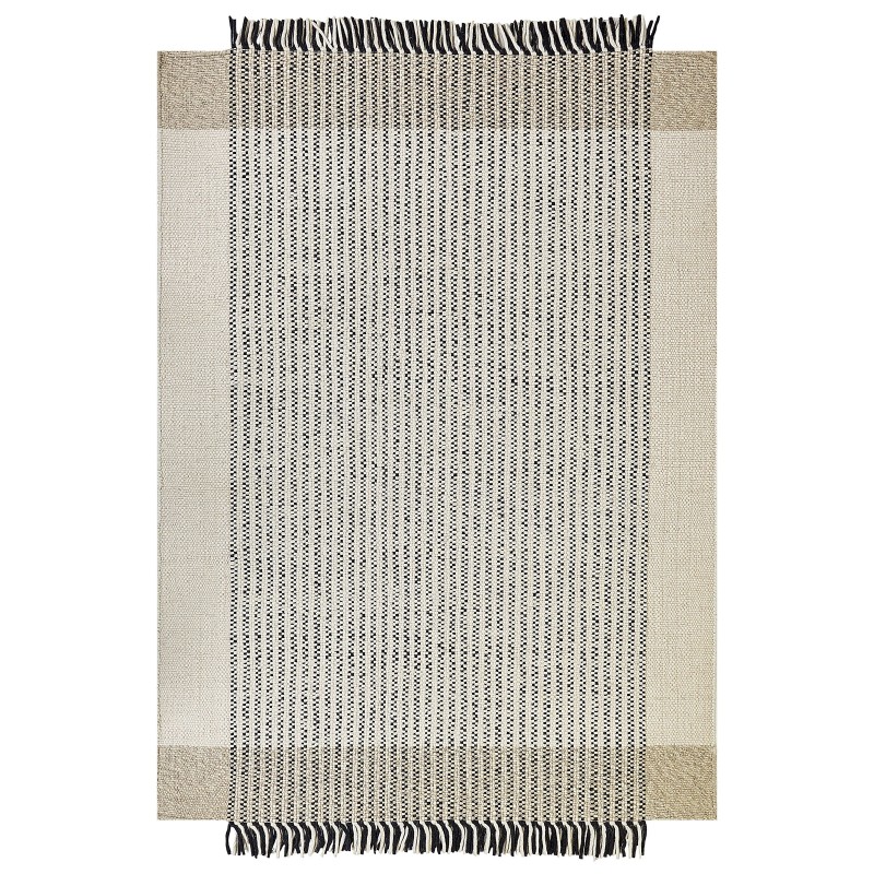 Dywan wełniany 160 x 230 cm beżowo-czarny DIVARLI Dywan wełniany 160 x 230 cm beżowo-czarny DIVARLI