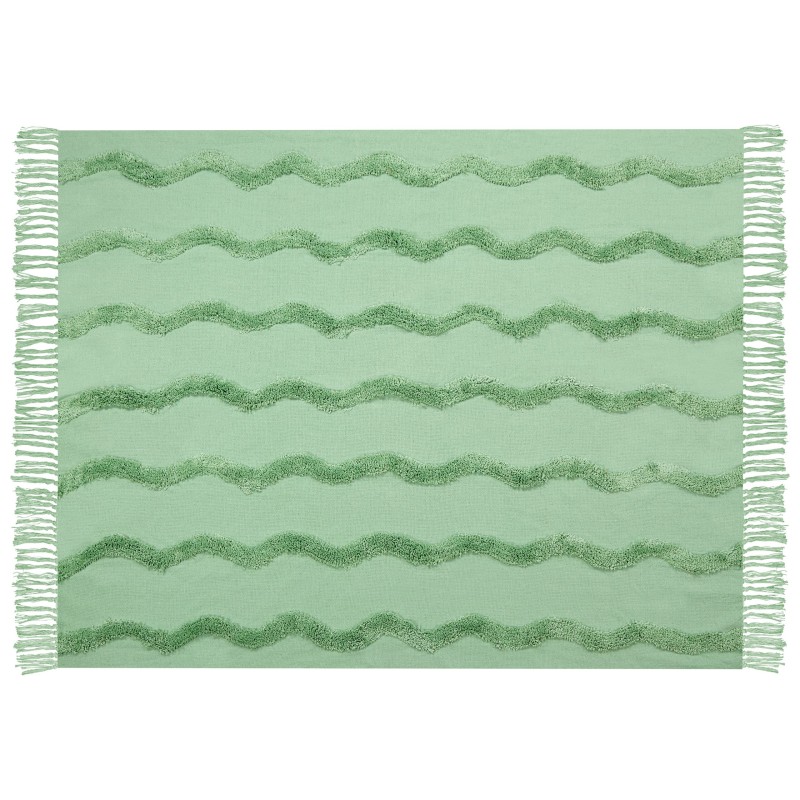 Koc KHARI Bawełna 125 x 150 cm Jasnozielony Koc KHARI Bawełna 125 x 150 cm Jasnozielony