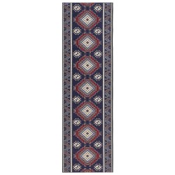 Dywan 60 x 200 cm niebiesko-czerwony KANGAL Dywan 60 x 200 cm niebiesko-czerwony KANGAL
