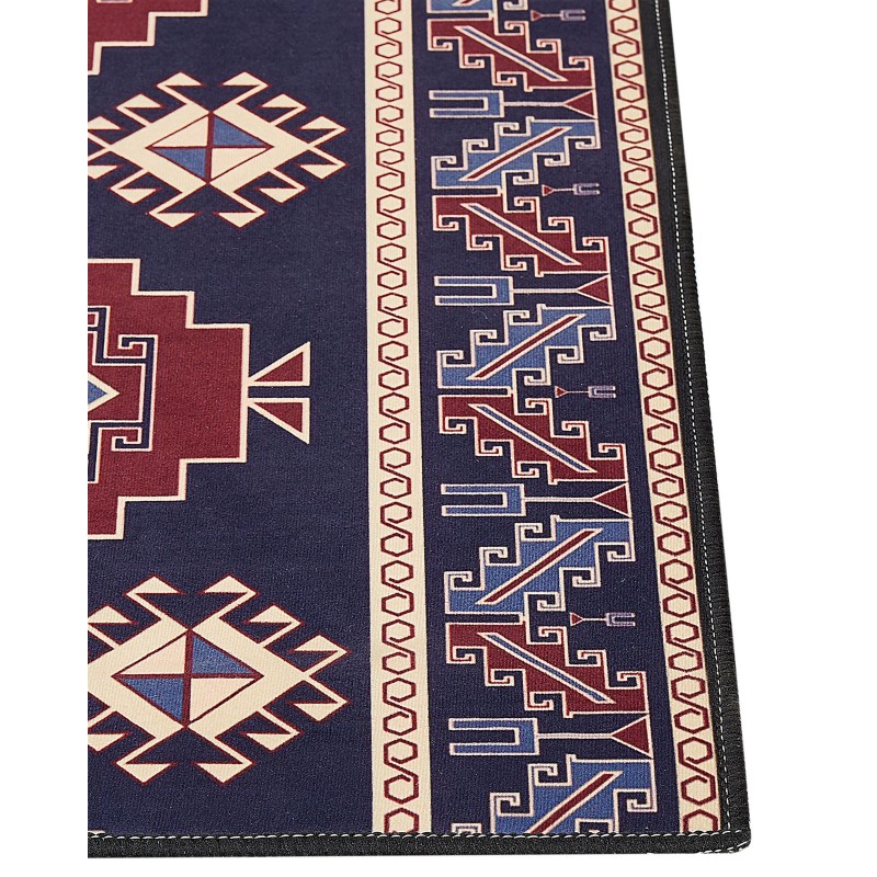 Dywan 60 x 200 cm niebiesko-czerwony KANGAL Dywan 60 x 200 cm niebiesko-czerwony KANGAL