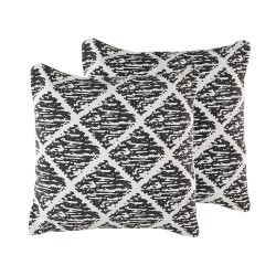 Zestaw 2 poduszek dekoracyjnych HAZRO Bawełna 45 x 45 cm Czarny Wzór geometryczny