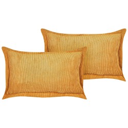Zestaw 2 poduszek dekoracyjnych ZINNIA Sztruks 47 x 27 cm Musztardowy Jednolity