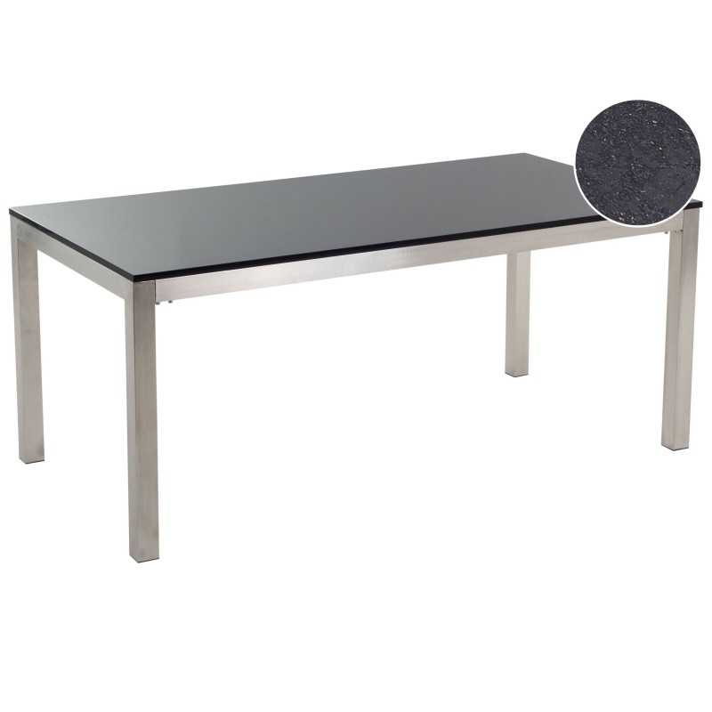 Stół ogrodowy GROSSETO 180 cm 90 cm Polerowany Granit Czarny Stół ogrodowy GROSSETO 180 cm 90 cm Polerowany Granit Czarny