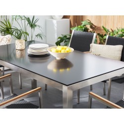 Stół ogrodowy GROSSETO 180 cm 90 cm Polerowany Granit Czarny Stół ogrodowy GROSSETO 180 cm 90 cm Polerowany Granit Czarny