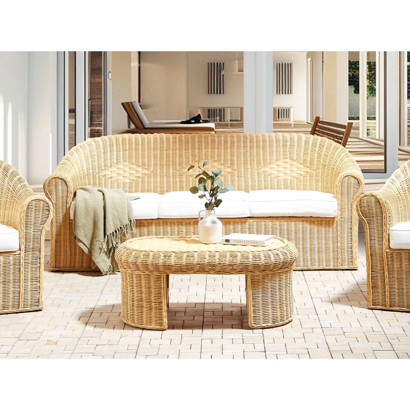 Sofa ogrodowa rattanowa naturalna LIVADEIA Sofa ogrodowa rattanowa naturalna LIVADEIA