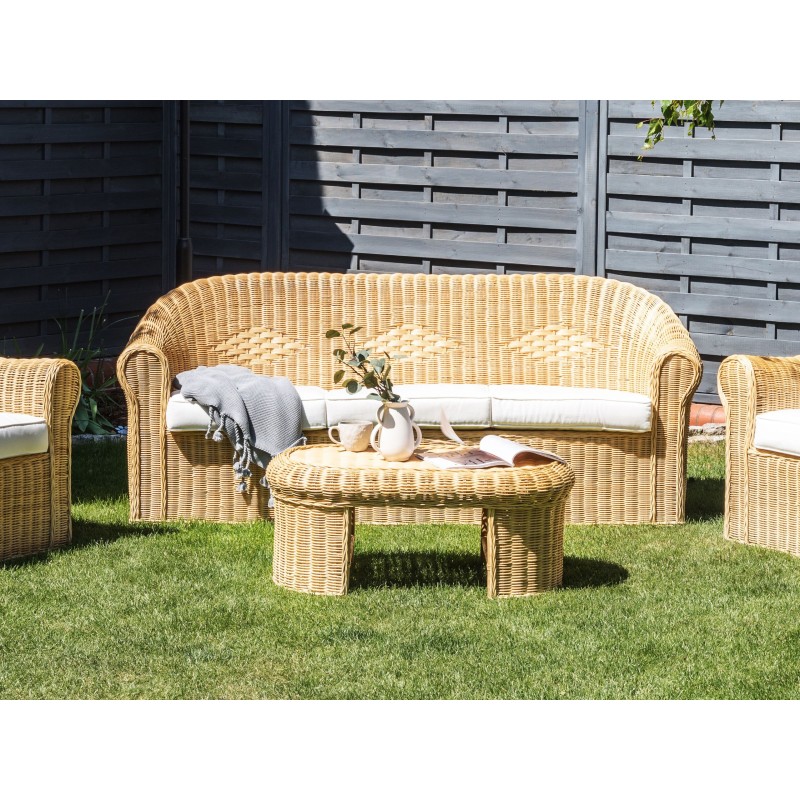 Sofa ogrodowa rattanowa naturalna LIVADEIA Sofa ogrodowa rattanowa naturalna LIVADEIA