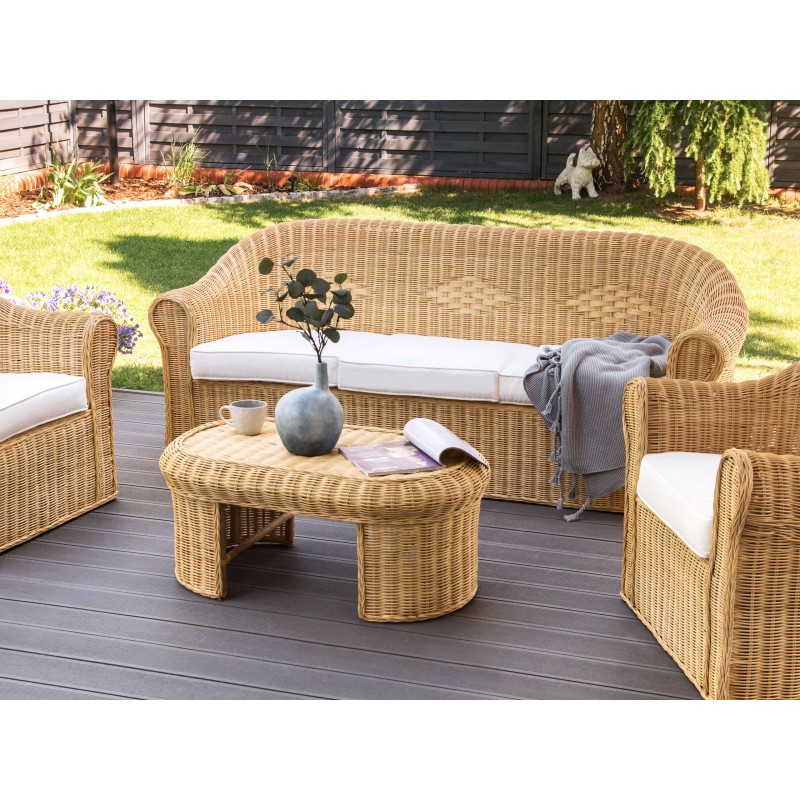 Sofa ogrodowa rattanowa naturalna LIVADEIA Sofa ogrodowa rattanowa naturalna LIVADEIA