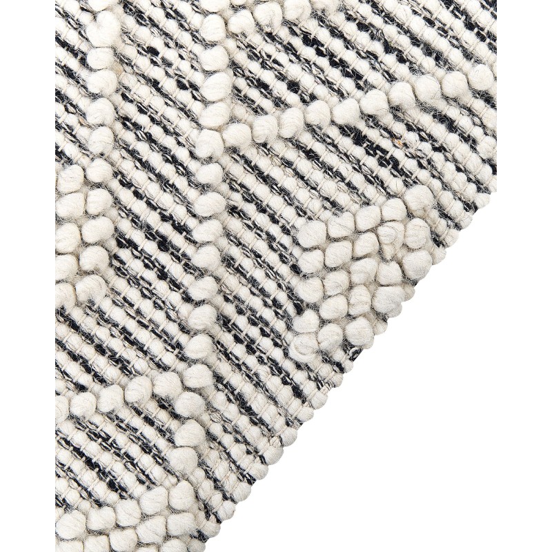 Dywan wełniany 160 x 230 cm czarno-biały KAVAK Dywan wełniany 160 x 230 cm czarno-biały KAVAK