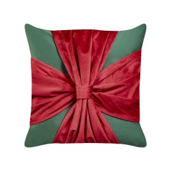 Zestaw 2 poduszek dekoracyjnych MARSHMALLOW Welur 45 x 45 cm Czerwony Zielony Wzór świąteczny Zestaw 2 poduszek dekoracyjnych MARSHMALLOW Welur 45 x 45 cm Czerwony Zielony Wzór świąteczny