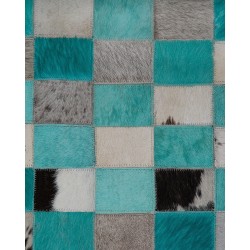 Dywan skórzany 160 x 230 cm turkusowo-szary NIKFER Dywan skórzany 160 x 230 cm turkusowo-szary NIKFER