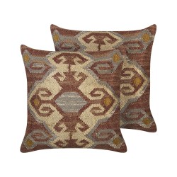 Zestaw 2 poduszek dekoracyjnych URPAD Juta 45 x 45 cm Kolorowy Wzór orientalny