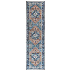 Dywan 80 x 300 cm niebiesko-pomarańczowy RITAPURAM Dywan 80 x 300 cm niebiesko-pomarańczowy RITAPURAM