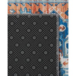 Dywan 80 x 300 cm niebiesko-pomarańczowy RITAPURAM Dywan 80 x 300 cm niebiesko-pomarańczowy RITAPURAM
