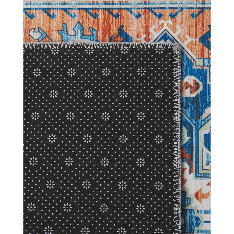 Dywan 80 x 300 cm niebiesko-pomarańczowy RITAPURAM Dywan 80 x 300 cm niebiesko-pomarańczowy RITAPURAM