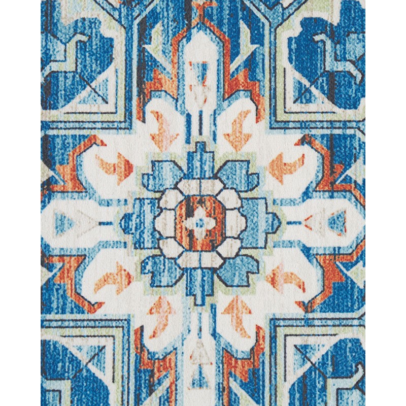 Dywan 80 x 300 cm niebiesko-pomarańczowy RITAPURAM Dywan 80 x 300 cm niebiesko-pomarańczowy RITAPURAM