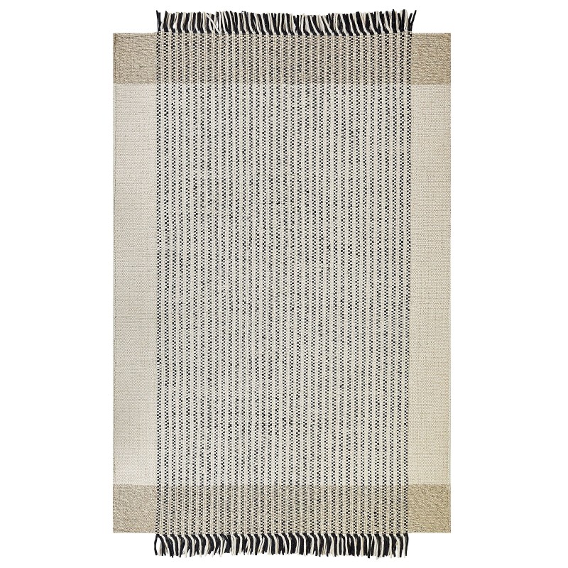 Dywan wełniany 140 x 200 cm beżowo-czarny DIVARLI Dywan wełniany 140 x 200 cm beżowo-czarny DIVARLI