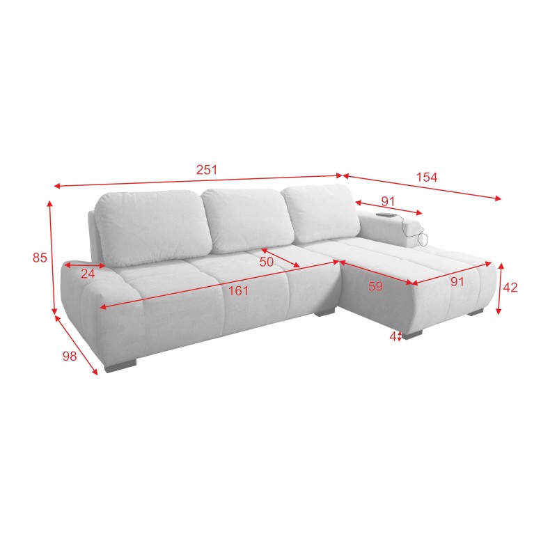 Oscar corner sofa with sleeping function and USB port – Comfort and style in your living room Oscar corner sofa with sleeping function and USB port – Comfort and style in your living room