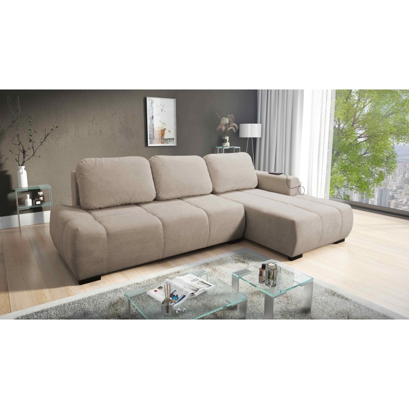 Oscar corner sofa with sleeping function and USB port – Comfort and style in your living room Oscar corner sofa with sleeping function and USB port – Comfort and style in your living room