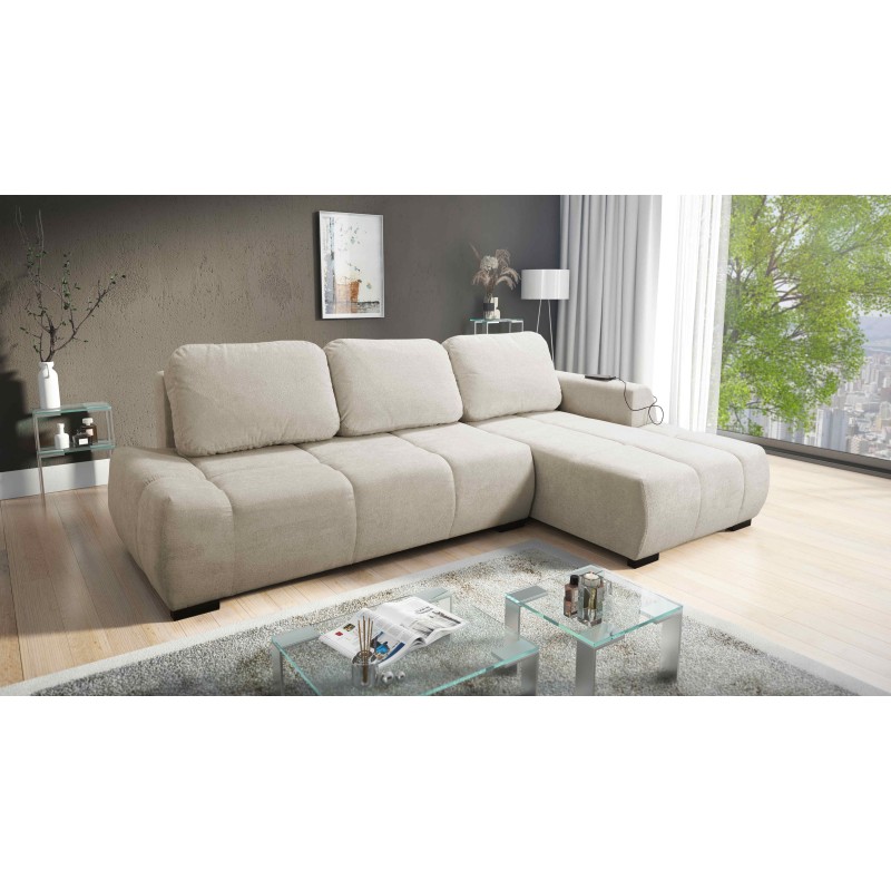 Oscar corner sofa with sleeping function and USB port – Comfort and style in your living room Oscar corner sofa with sleeping function and USB port – Comfort and style in your living room
