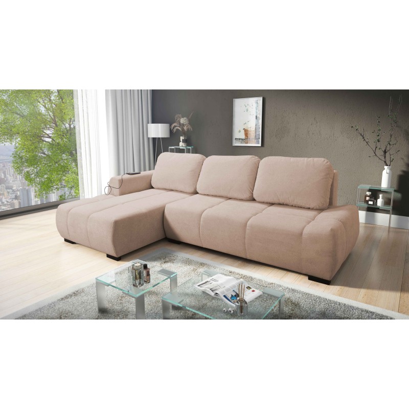 Oscar corner sofa with sleeping function and USB port – Comfort and style in your living room Oscar corner sofa with sleeping function and USB port – Comfort and style in your living room